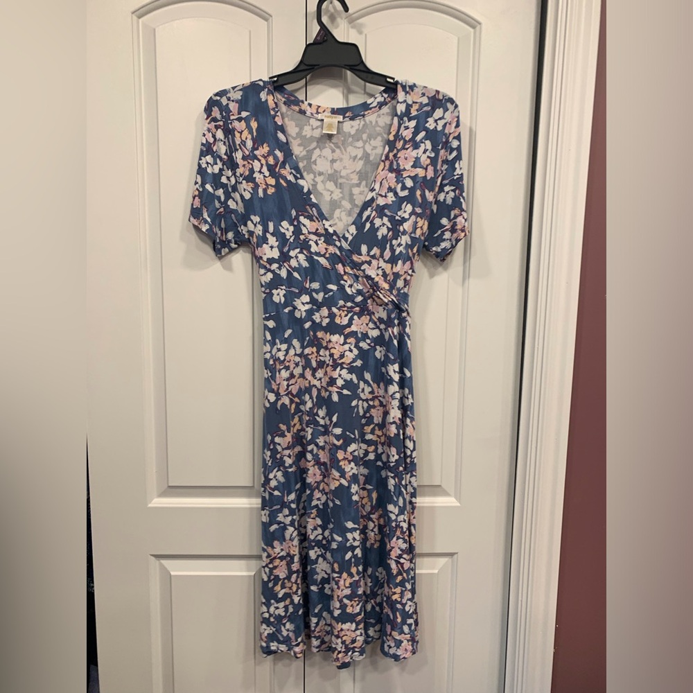 Marty M Blue Floral Tie Dress XL